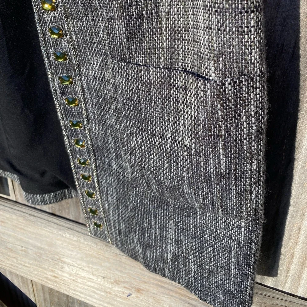 Chicos Gray Jeweled Women's Coat - Sz 8 / Medium / Chico size 1